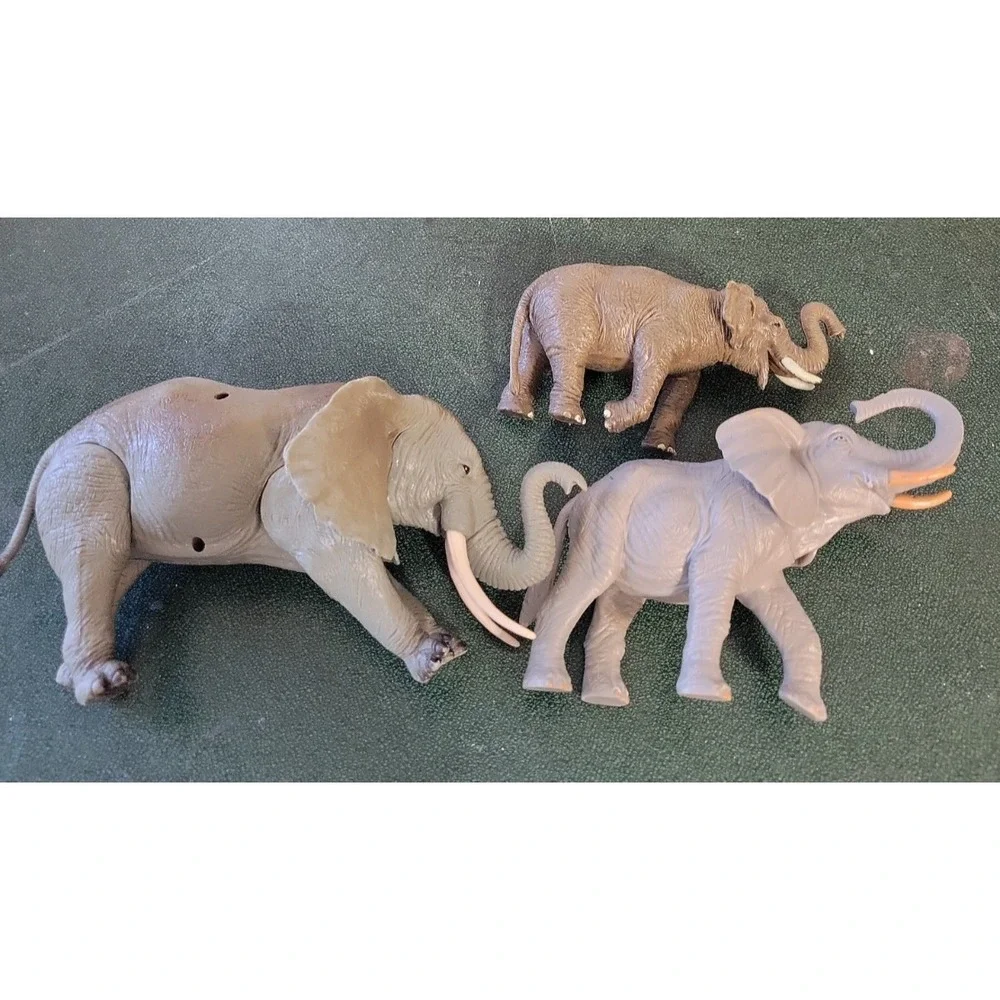 African Elephant Lot Figures Collectibles Jungle Zoo animals hard plastic